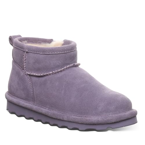 BEARPAW Shorty Youth Ankle Boot Purple Sage Size 3 | Comfortable & Durable Slip On Winter Boot for Kids