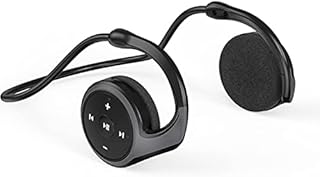 GAKI Bluetooth 5.0 Headphones, Behind The Head Headphones, Lightweight Foldable Wireless Sports Sweatproof Headset with Microphone, TF Card Slot