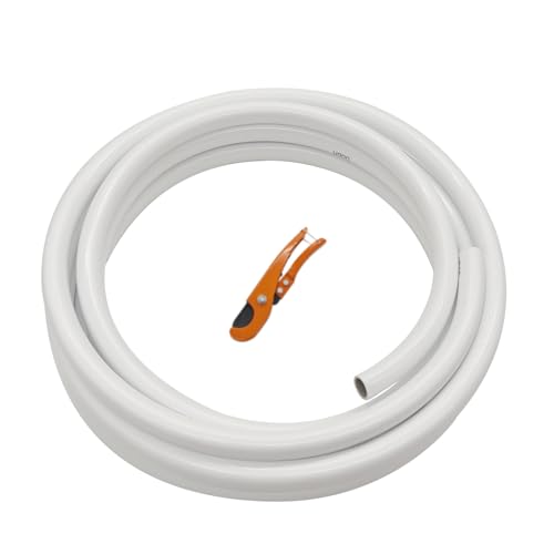 JoyTube 16FT 16mm Flexible Pipe PVC Tubing Bendable Pipe Stem for Artificial Flowers Stem Balloon Arches Floral Wedding Decor DIY Crafts(12mm IDx16mm OD White Tubing+1PCS Tubing Scissor)