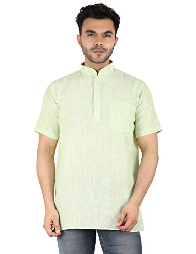 Image of LATEST CHIKAN Men's Cotton Regular Casual Strped Short Kurta Half Sleeves - (SK-LJ.DS.AS)