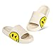 Uonesone Womens Slides,Pillow Slippers Sandals for Men,Unisex Non slip Quick Dry Shower Shoes Indoor Outdoor Open Toe Spa Bath Pool Gym House Casual Massage Smile Face Slippers(White 37/38)