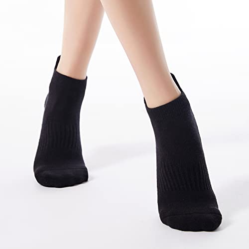 Zando Non Slip Pilates Grip Socks For Women Anti Slip Hospital Socks With Grips For Women Cozy Yoga Socks Gripper Socks Black Compression Non Skid Ankle Socks Running 3/Black #TOP3