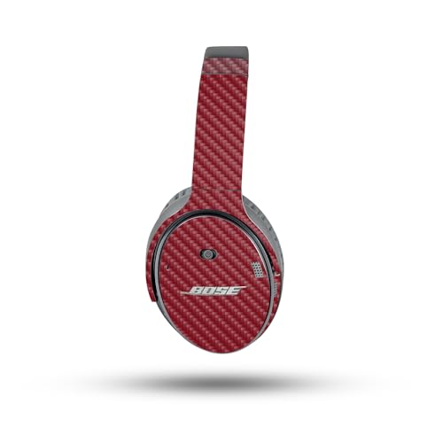 Image of MightySkins Carbon Fiber Skin Compatible with Bose QuietComfort 35 II Headphones - Solid Burgundy | Protective, Durable Textured Carbon Fiber Finish | Easy to Apply