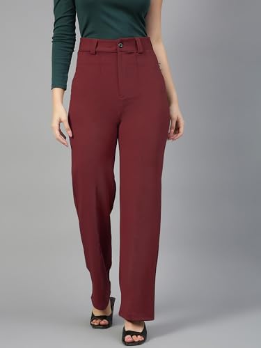 Image of Mehrang Trousers for Women, Formal Pants for Women, Straight Fit Pants
