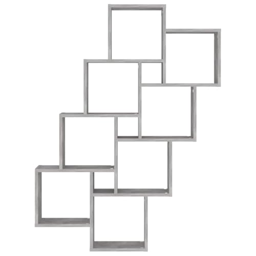 Étagère murale cube en bois d'ingénierie finition gris béton texturé - 6