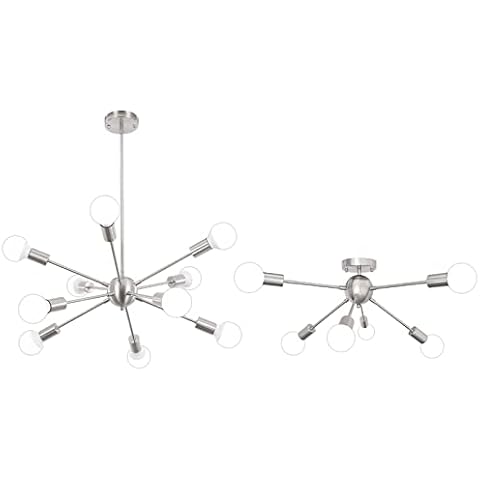 ALISADABOY Brushed Nickel Sputnik Chandelier 10 Light & 6 Light Sputnik Ceiling Light Fixture for Dining Room, Living Room, Kitchen, Entryway Cover