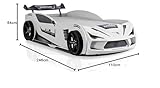 Aileenstore Autobett Kinder Kinderbett Rio 90x200 Rennwagenbett inkl. Lattenrost LED-Leuchte Spoiler (ohne Matratze, Weiß ohne Sportsitze)