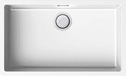 ELLECI LKZ13096 Zen 130 Évier de Cuisine encastré/Suspendu en KERATEK, Blanc