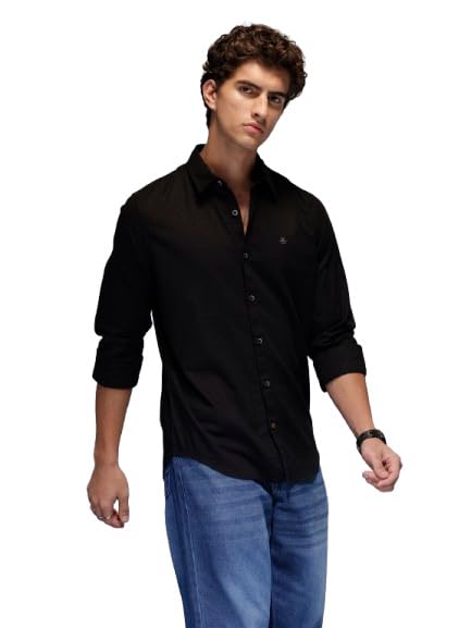 wrogn Men's Slim Fit Casual Shirt | Black Classic Shirt-picture-20