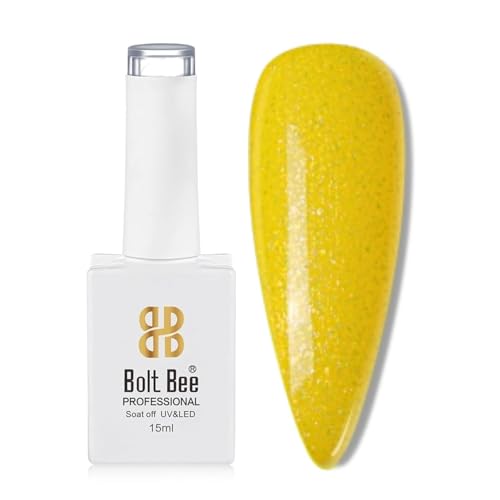 Image of Bolt Bee Sparkle Yellow Color Gel Nail Polish Soak Off UV Gel DIY at Home Manicure Salon Nail Art (36, 15ml)