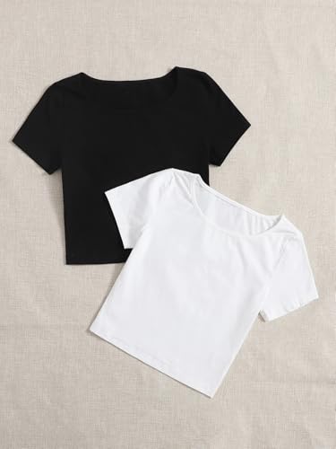 Image of KERI PERRY Tops for Women Crop Top for Women's Tank Activewear Tee Sports Work Out Wear Casual Round Neck Cotton Camisole Pack of 2