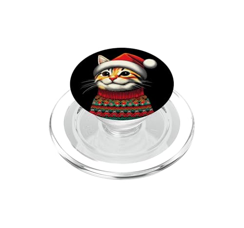 PopGrip pour MagSafe Pyjama Chandail de Noël Moche Chat, cadeau rigolo idéal