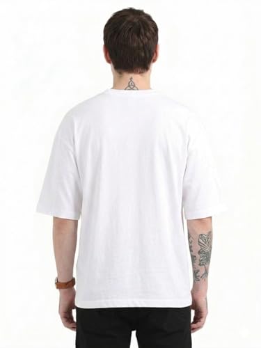 Image of Men's Oversized Plain Round Neck 100% Cotton T-Shirt | Soft Breathable Casual Half Sleeve Tee