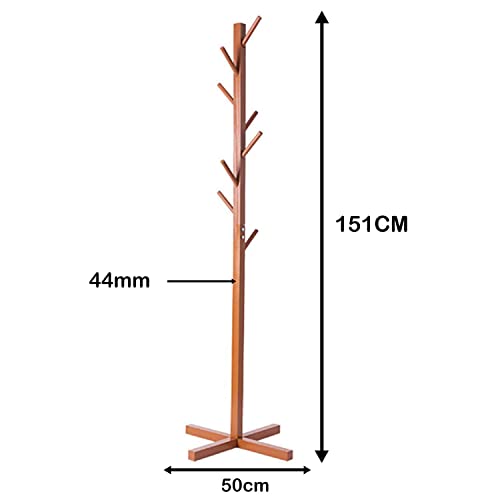 Image of Ash & Roh Coat Rack Freestanding, Modern Standing Coat Stand Hanging Up 8 Hook For Jacket, Hat, Cloth, Purse, Hand-Bag - Hall Tree Entry Way, Farmhouse (Walnut), 50. X 50. X 165. Cm