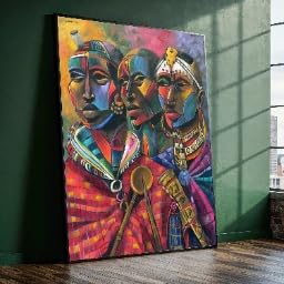 Peinture abstraite de visages sur toile de haute qualité en 80x120cm