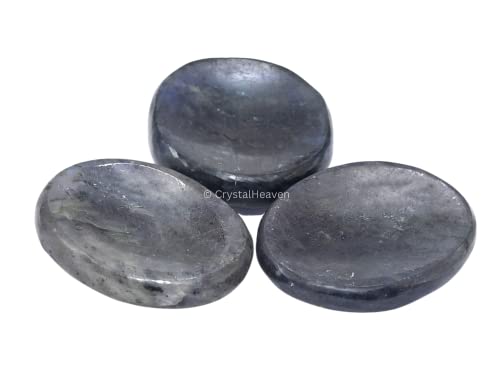Image of Crystal Heaven IoliteThumb Worry Pebbles Stones For Anxiety Stress Relief Massage - Aaa Grade Original Healing Gemstone Agate Rubbing Stone For Yoga Meditation Spiritual Reiki Feng Shui