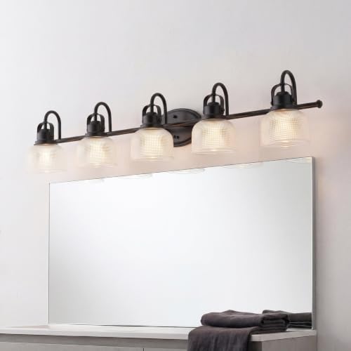 Image of JONATHAN Y Virginia 42.75 inch Black 5-Light Modern Farmhouse Vanity Light