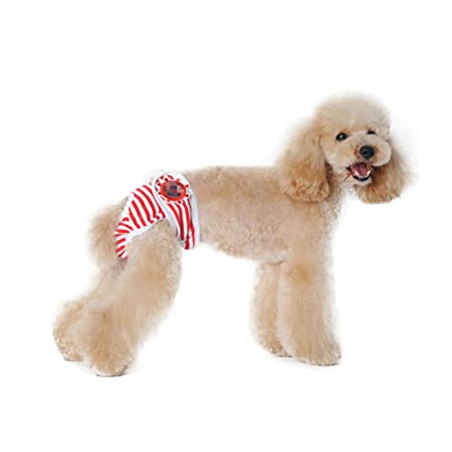GALPADA Adjustable Stripe Pattern Pet Safety Pants for Female Dogs Comfortable Dog Diapers for Menstruation Breathable Sanitary Pants Protects Floors Furnishings Red XXL