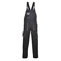 Portwest TX12 Herren Texo Kontrast Latzhose Arbeitslatzhose Schwarz, XXL