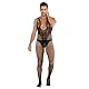 WOSE Sexy Bodystocking Ouvert für Herren, Herre Strumpfhosen Strumpfgürtel, Hohle Jumpsuit Fishnet Stockings Netzbody für Herren, Sissy Dessous Männer Große Größen