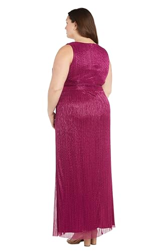 Image of Long Crinkle Pleated Dress W /Rhinestone Detail at Waist & Front Slit