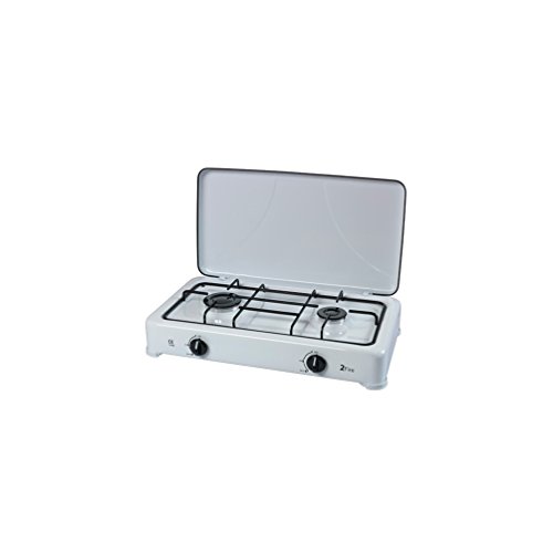 LIT 4002 Estufa de Dos quemadores, Aluminio, Blanco/Negro