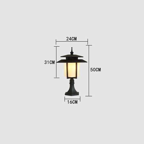 GUOCC Creative E27 Traditional Retro IP54 Waterproof Metal Aluminum Landscape Garden Post Light Outdoor Lawn Glass Pillar Light Courtyard Villa Door Decorative Column Lamp Black Lights Fixture photo 3