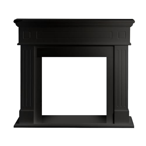 Marco para chimenea, revestimiento de madera, 110 x 36 x 100 cm, color negro