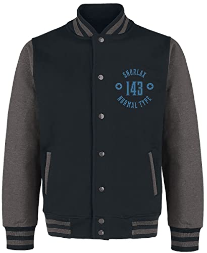Pokémon Ronflex Homme Veste Varsity chiné noir/gris L 50% Coton, 50% Polyester