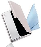 [Roffal] 角が折れない名刺入れ 名刺入れ (専用クロス/化粧箱付き) メンズ レディース 選べる14色 名刺が折れない【 日本メーカーによる保証・サポート体制 】 (本革, ライトグレー)