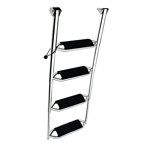 Mojiate Stainless Steel 4 Steps Telescoping Boat Ladder Reinforce Dock Ladder Heavy Duty Swim Deck Ladder With Wider Pedals And Hand Railings，Rated To 500 Pounds #TOP5