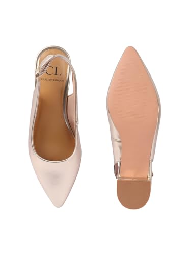 Image of Carlton London Women's Textured Pointed Toe Block Heel Pumps