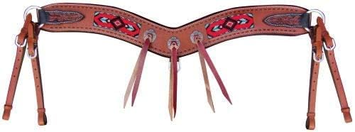 Showman Leather Tripping Collar w/Red & Teal Beaded Navajo Design