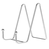 Sewroro Metal Photo Frame Stand Easel Silver Plate Display Holder for Ceramic Plates Book Pictures Medium