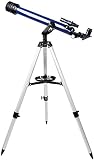 Óptica de alta calidad: longitud focal de 700 mm y apertura de 60 mm, revestimientos de alta transmisión para mejorar el brillo y la claridad de la imagen. Viene con 3 oculares reemplazables. Ocular1: H20mm (35X), Ocular2: H15mm (56X), Ocular3: SR4mm: (175X). Finder Scope puede localizar objetos más rápido.