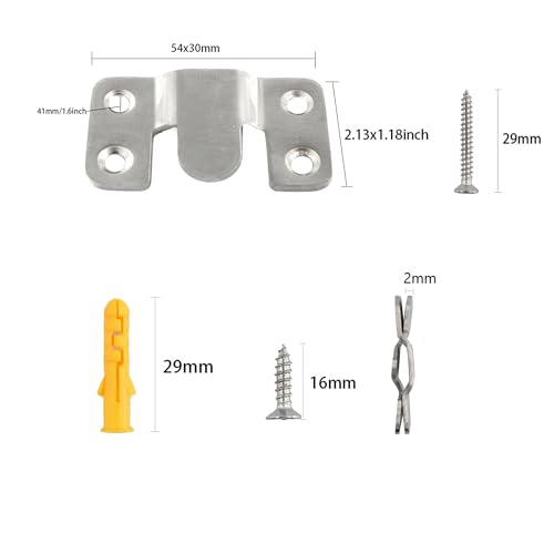 Image of 4 Pairs Flush Mount Bracket, Stainless Steel Headboard Wall Mounting Brackets, 54x30mm Interlocking Furniture Connector for Large Picture Hanging and Sectional Couch Connectors, Large