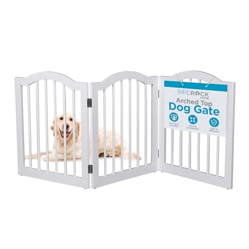 Arched Top 3-Panel Freestanding Pet Gate, 24" H, White