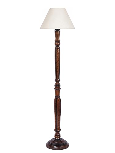 Image of Devansh White Jute Conical Wooden Floor lamp -24