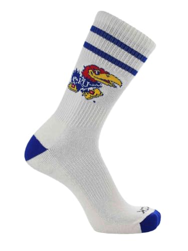 TCK NCAA Vintage College Striped Socks - Kansas Jayhawks (Large)