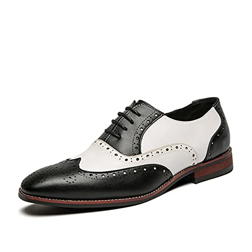Zapatos de Vestir para Hombres de Cuero con Cordones Transpirables de Corte Bajo Coloridos Brogue de Moda con Punta en Punta Oxford para Fiesta