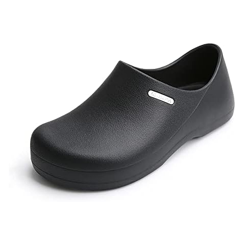 Chef Shoes Mens Womens Non Slip Work Shoes Waterproof Oil-Proof Chef Shoes Kitchen Shoes Nursing Shoes Garden Shoes for Kitchen Food Service Black 43 Cover