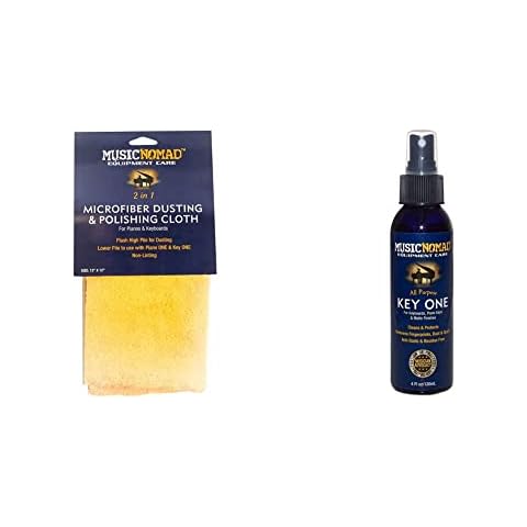 MusicNomad Microfiber Dusting and Polishing Cloth (MN230) & MN131 All Purpose Key ONE Cleaner, 4 oz Cover