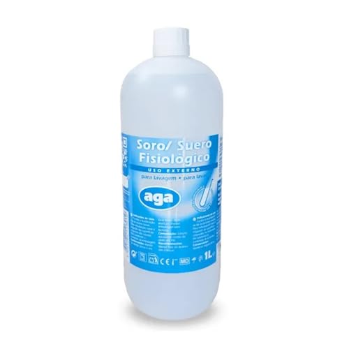 GERCARE Suero Fisiologico 1000ml. Solución Salina de 9 Gramos de Sal por Litro. Suero Fisiológico Bebe. Solución Salina para Limpieza y Cuidado. Suero Con Conservantes