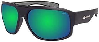 MEGA Bomb M103GM Safety Sunglasses for Men with Matte Black frame, Green Mirror Safety Sunglass lens, Non-Slip foam lining, ANSI Z87+ Compliant, UV Protection - M103GM