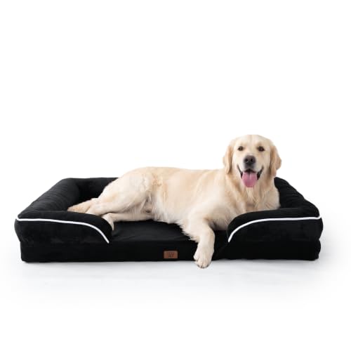 Image of EGOHOME Orthopedic Extra Large Dog Bed with Gel Memory Foam Black 44x32x6.5 | Dog Couch Waterproof Pet Sofa with Removable Washable Cover, Non-Slip Bottom,Indoor & Road Trip, CertiPUR-US PetsBed