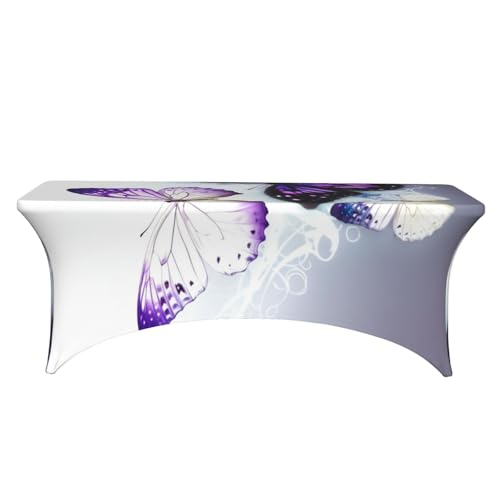Nappe de table extensible élasthanne motif papillons violets - 3