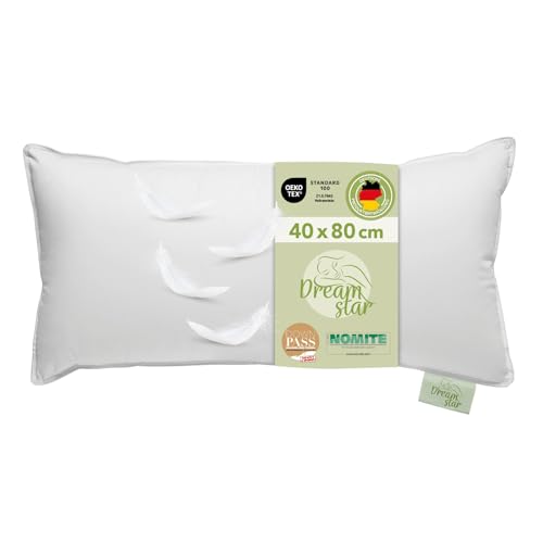 DREAMSTAR Daunenkissen 40 x 80 cm | 3-Kammer Daunenkopfkissen | Kopfkissen 40 x 80 Daunen & Federn | Kissen ÖKO-TEX | Top Hotelqualität | Allergiker...
