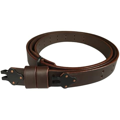 Warcraft Exports WW2 M1 Garand 1907 Oil Pull-Up Drum Dyed Leather Sling-Dark Brown Cover