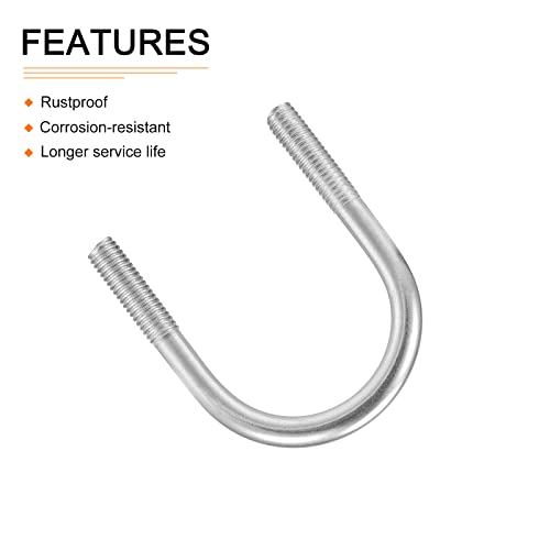 Image of DTGN 1-5 /8 inchx2.72 inch(DXL) Round U-Bolts - 5Pack - Good for Construction Industry - 304 Stainless Steel Round Bend U Bolt - Silver