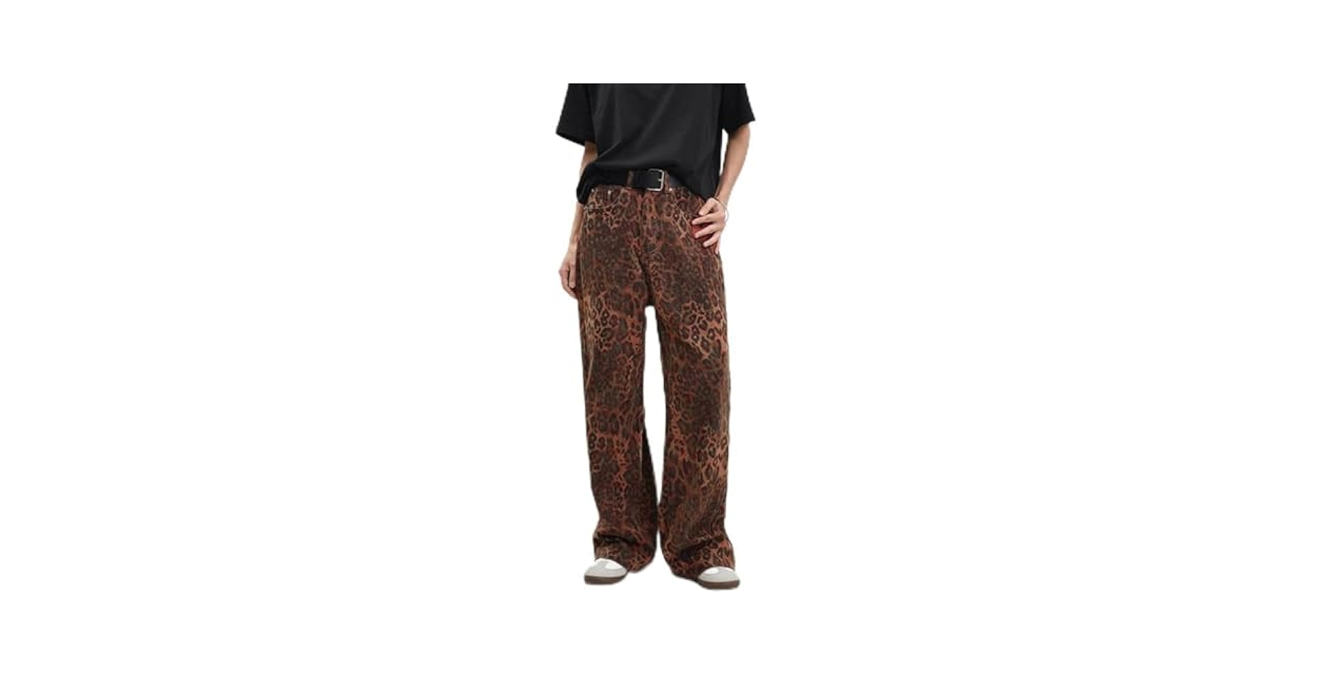 【WONDER WONDER】Chenji Leopard Zipper Cargo Pocket Pants Leopard Print Cargo Pocket Wide Leg Pants